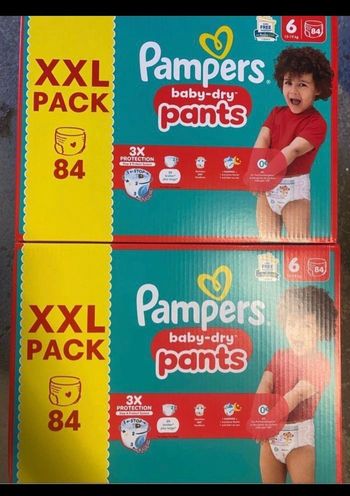 Lot de 2 paquets couches Pampers XXL taille 6 pants