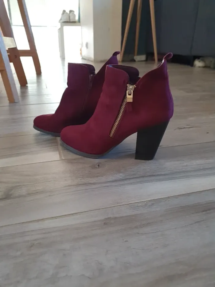 Bottine talon bordeaux