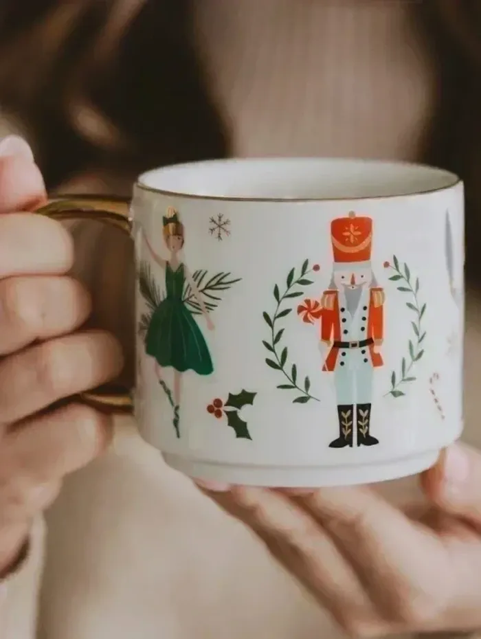 Tasse en porcelaine à carreaux, motifs de noël - NEUVE - photo numéro 5