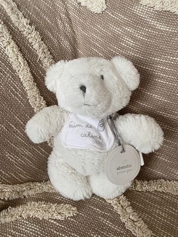 Peluche doudou 25cm Absorba ours blanc faim de calins neuf étiqueté