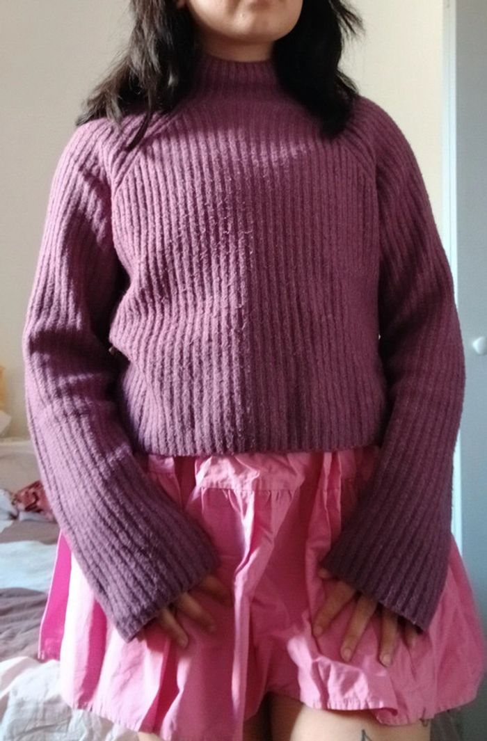 Joli petit pull tricot violet
