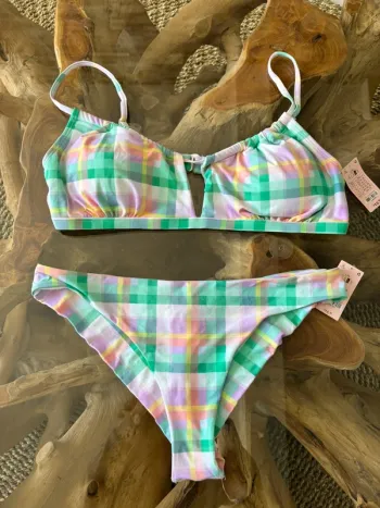 Maillot de bain 2 pièces Ardene swim femme pastel carreaux