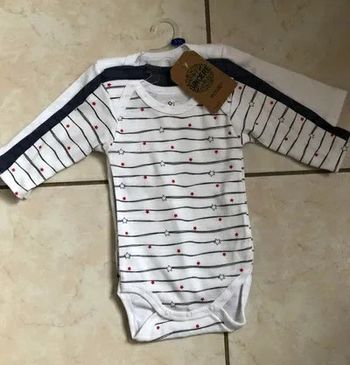 Lot de 3 Bodies manches longues Sincere coton bio garçon taille 3 mois neufs ds emballage