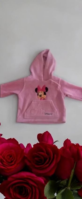 🌹 sweat à capuche rose Minnie Mouse fille taille 6 mois🌹