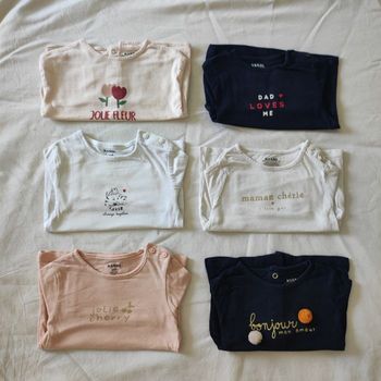 Lot de 6 t-shirts manches longues bébé fille 6 mois Kiabi