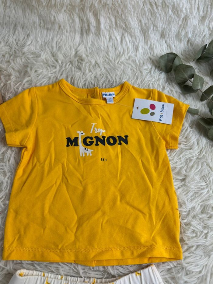 Ensemble short t-shirt P’tit bisou taille 6 mois - photo numéro 3