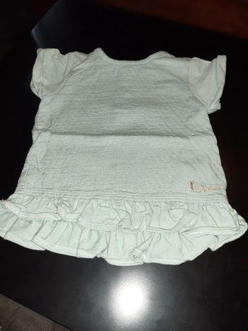 T-shirt coton vert d'eau pastel tao 18 mois froufrou elegant