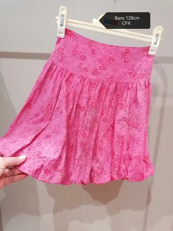 Jupe boule rose fleurie 8ans 128cm