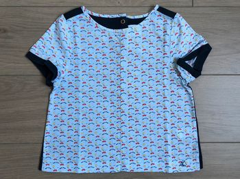 T-shirt bi-matière en popeline et coton Petit bateau T-5 ans