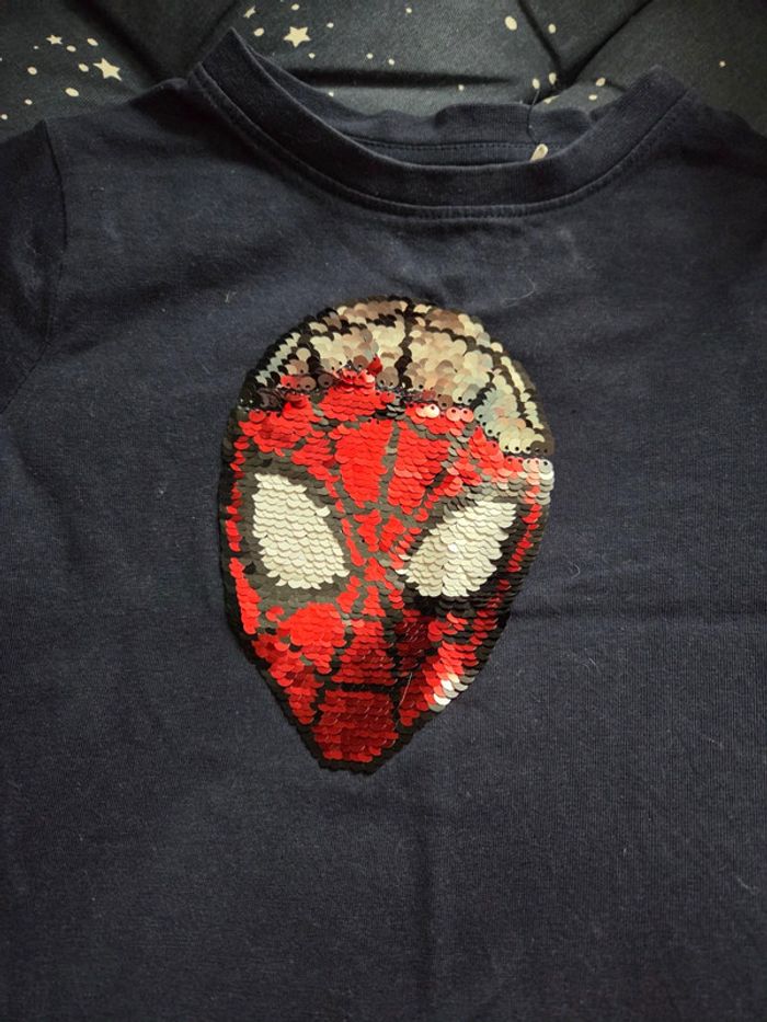 T-shirt manches courtes spiderman sequins - photo numéro 2