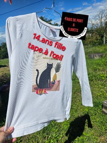 Tee-shirt manche longue blanc 14 ans