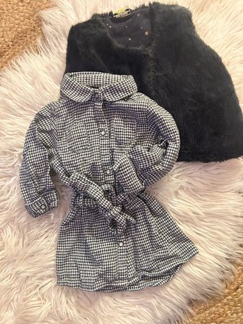 Fille 👧🏻 Robe a carreaux vichy noir/blanc taille 9 mois