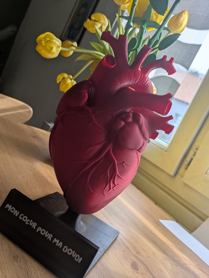 Vase Cœur Anatomique Personnalisé & Ses 3 Roses Éternelles 🌹 - photo numéro 2