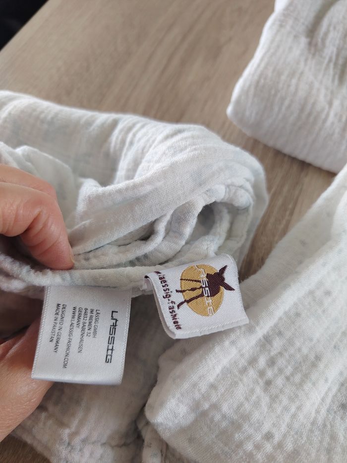 Lot de 3 langes tout doux en gaze de coton bio et fibre de bambou 75x75cm lassig - photo numéro 2