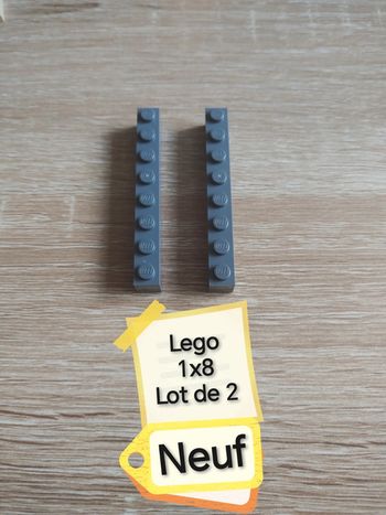 Lego 1x8 gris foncé lot de 2