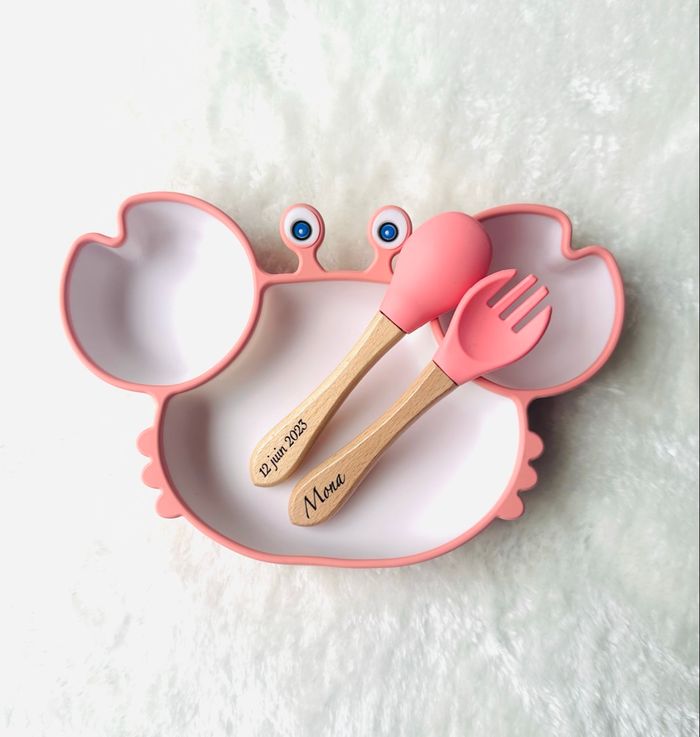 Assiette bébé avec couvert personnalisé - photo numéro 2