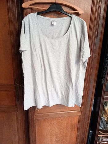 👵Tee-shirt coton gris chiné T54