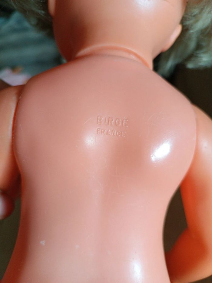 Poupée doll ancienne birgé blonde blond hair yeux eyes bleu blue robe dress tricot laine rose pink - photo numéro 13