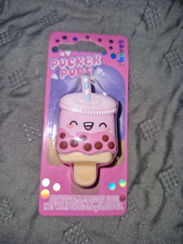 Gloss thé aux perles rose Pucker Pops® - Fraise