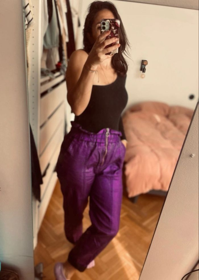 Pantalon métallisé violet T38 - photo numéro 7