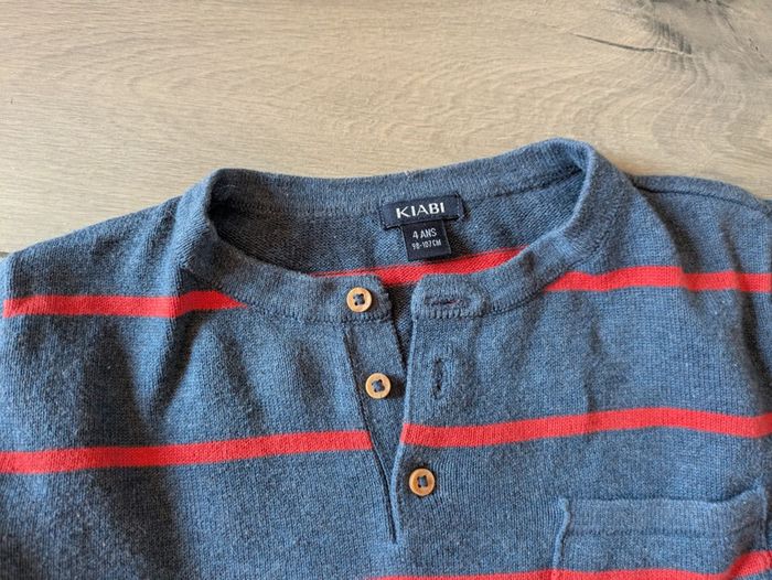 Pull bleu rayé rouge 4 ans Kiabi - photo numéro 2