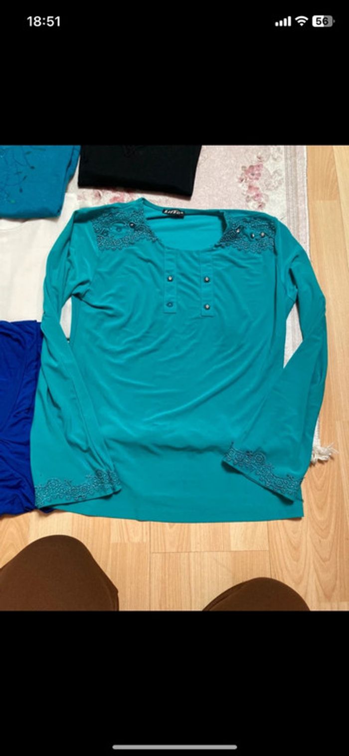 Blouse manches longues turquoise