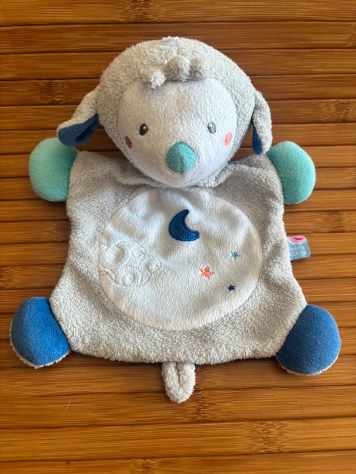 Doudou plat mouton gris bleu lune sucre d’orge - photo numéro 2