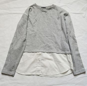 Tee shirt à manches longues femme gris et blanc Kiabi taille S