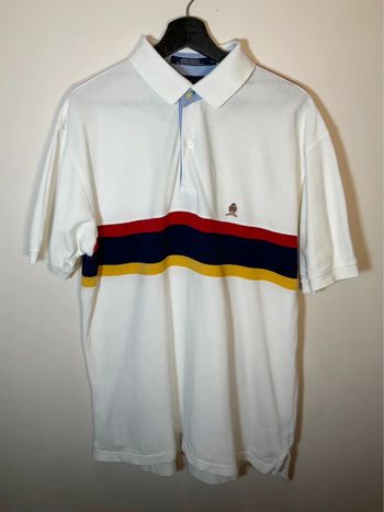 Polo blanc pour homme Tommy Hilfiger logo vintage taille L 025