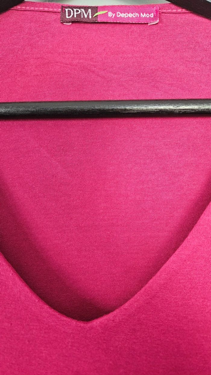 Top framboise manches 3/4 col V- DPM by Depech Mod T.5 - photo numéro 2