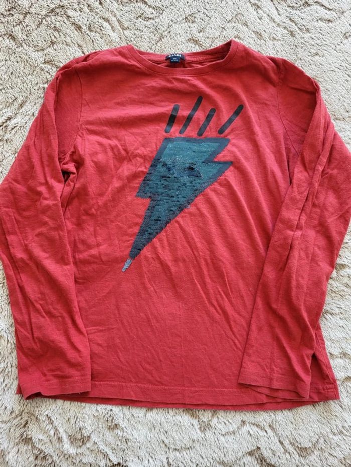 Haut 12 ans tee shirt manches longues brique éclair en sequins magiques