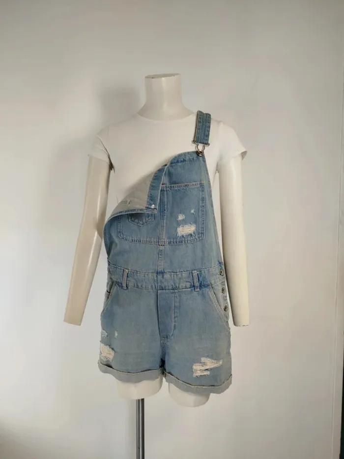 Salopette short en Jean femme - Taille 38 M - A169 - photo numéro 3