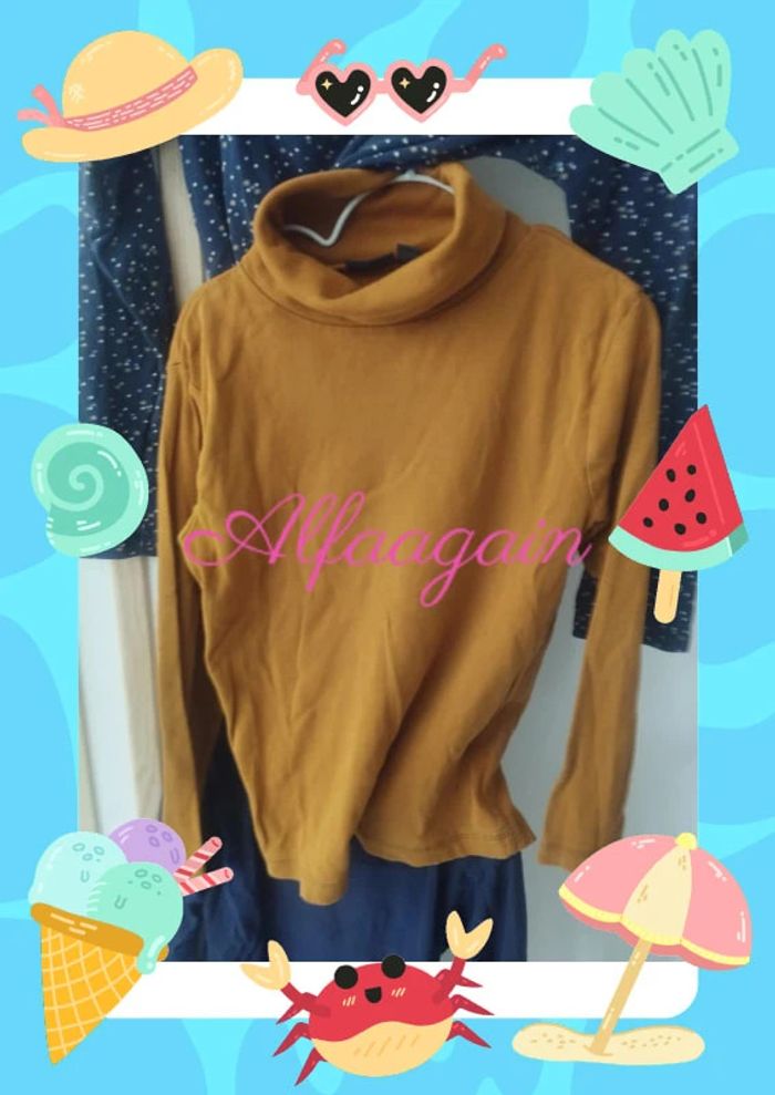 Lot sous pull 8ans bleu/moutarde Okaïdi kiabi - photo numéro 3