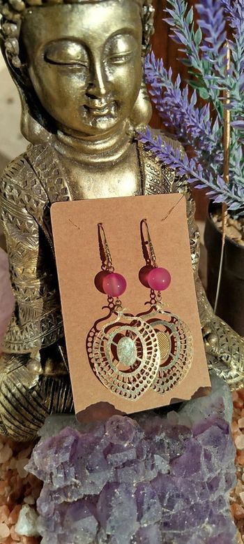 Boucles d'oreilles p/Or Agate Rayée