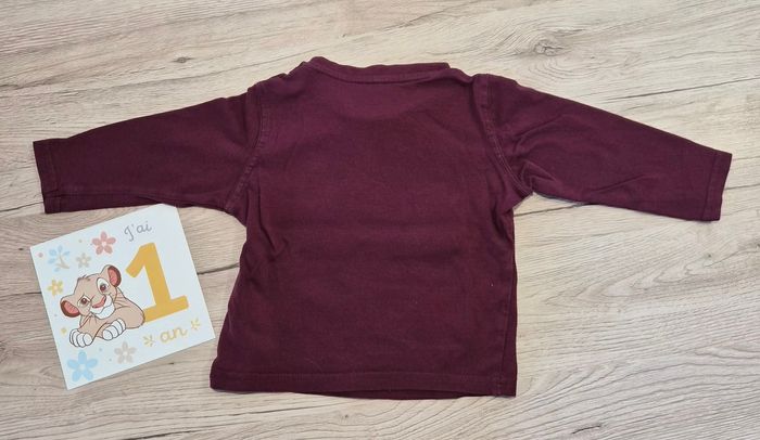 Tee-shirt manches longues bordeaux, Gémo, 12 mois - photo numéro 2