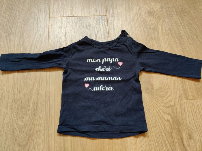 Lot t-shirts manches longues fille 12 mois - photo numéro 3
