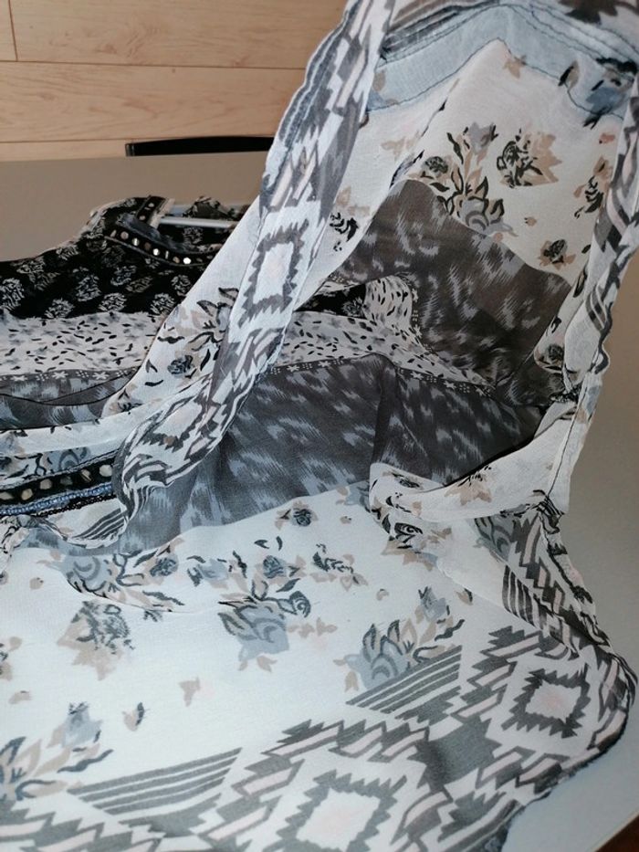 Blouse Tunique transparente gris beige 42 - photo numéro 6