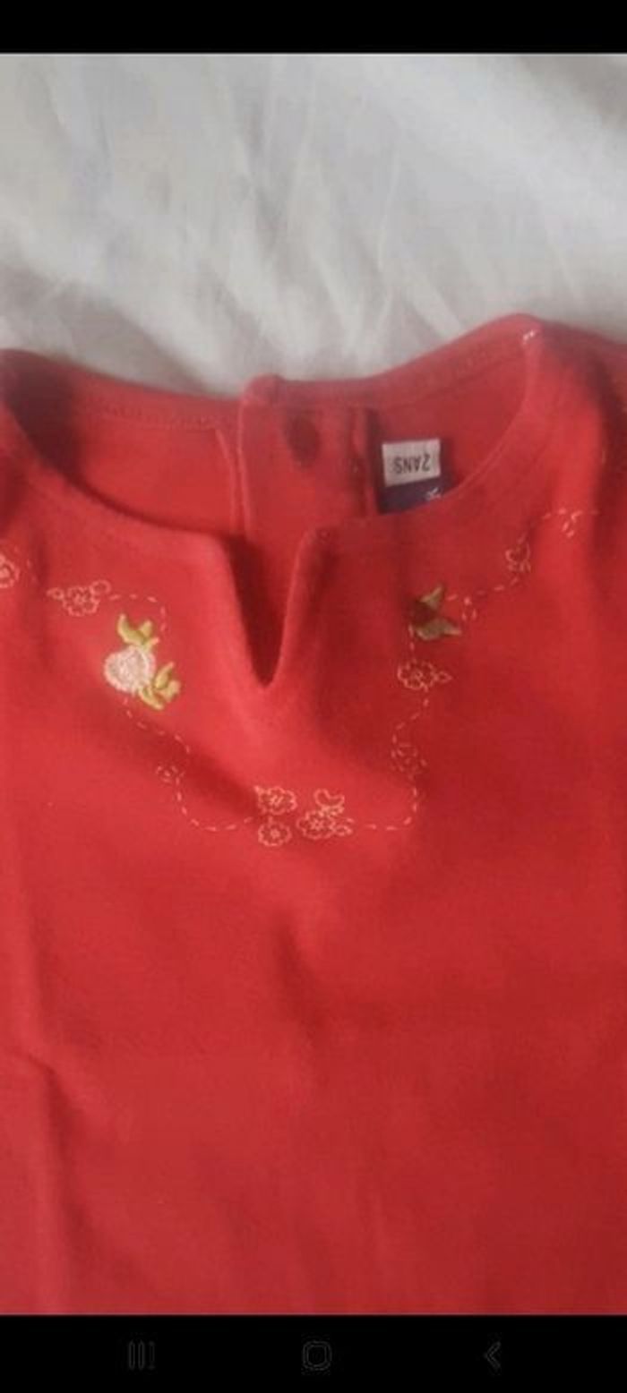 Ensemble fille comprenant un tee shirt rouge et un pantalon en jeans 24 mois sergent major - photo numéro 5