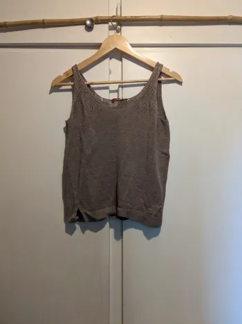 Crop-top fin EDC by Esprit, taupe lin