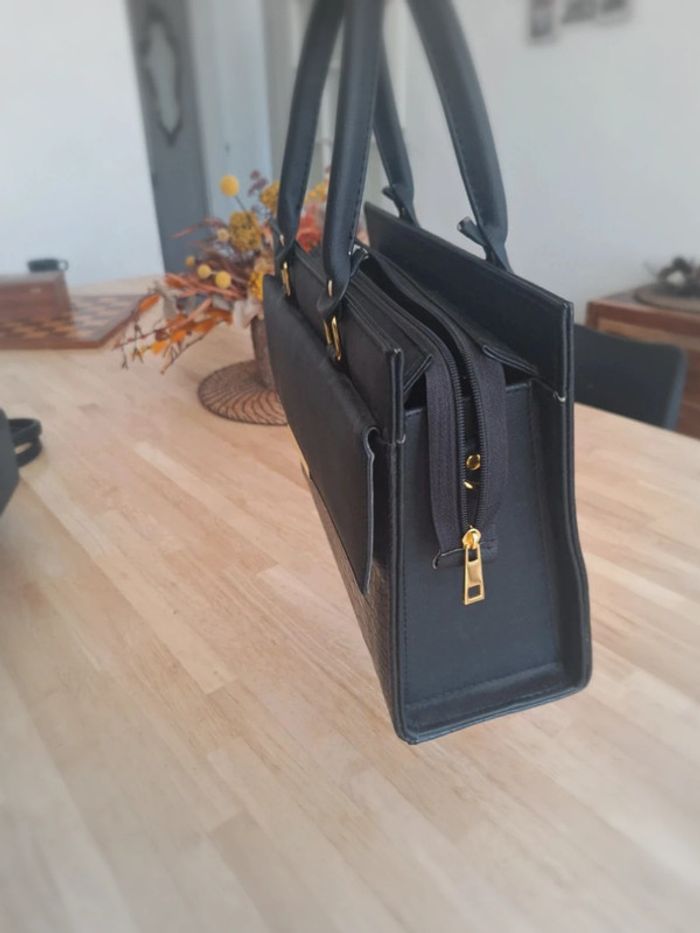 Sac à main femme gris et noir 👜 - photo numéro 4