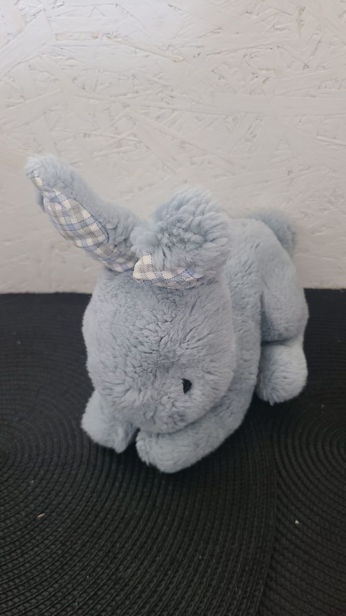 doudou lapin couché bleu vintage histoire d'ours
