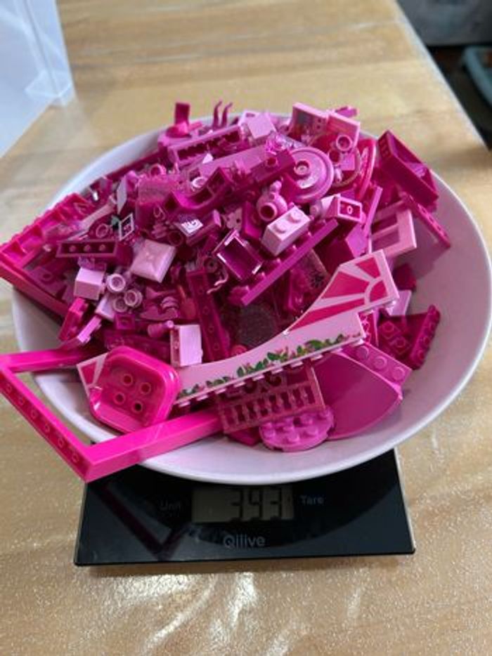 Lot de briques type legos en vrac rose 393 grammes - photo numéro 4