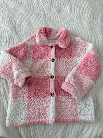 🧥 veste  rose et blanc fille - 120 cm - bon état - sans marque
