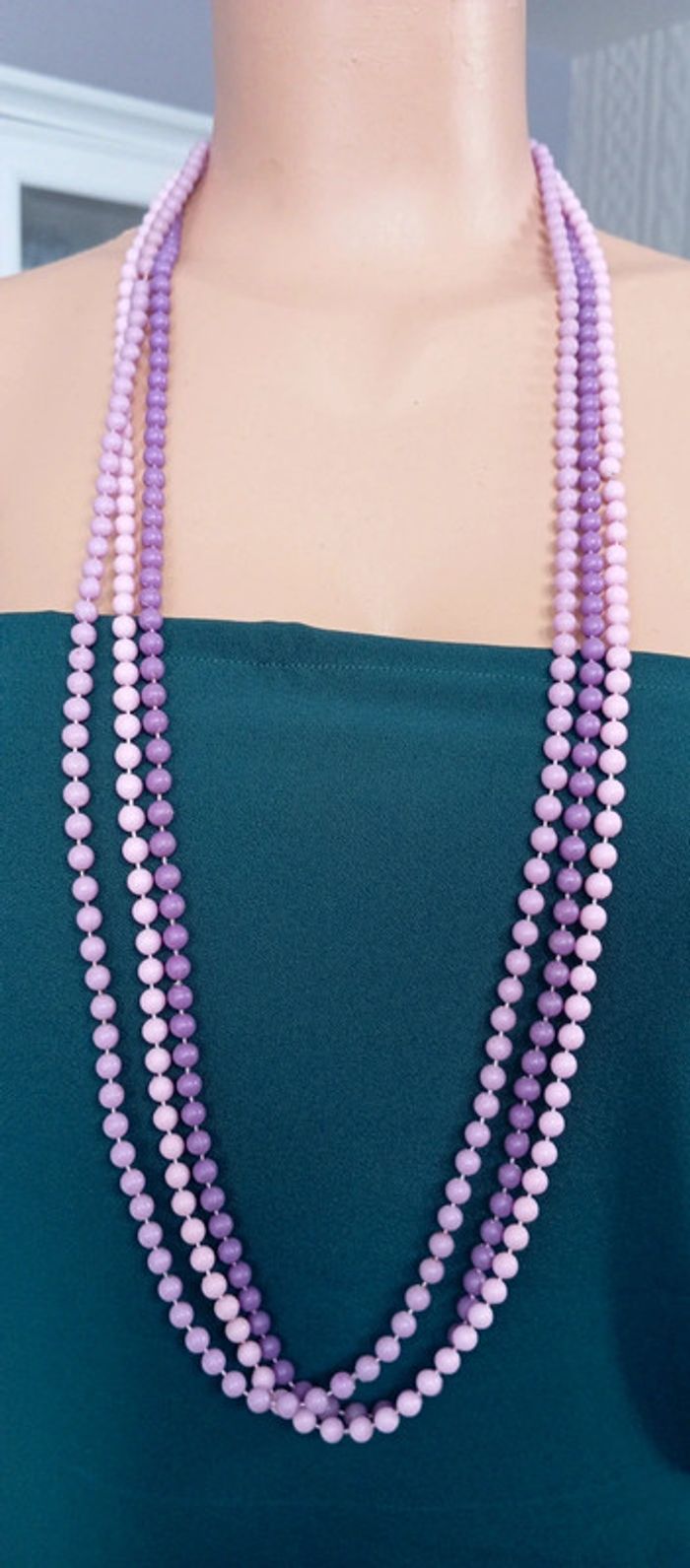 3 colliers sautoirs dégradé de violet - photo numéro 2
