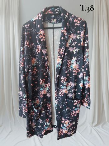 Veste longue imprimée fleurie-T.38 -kiabi