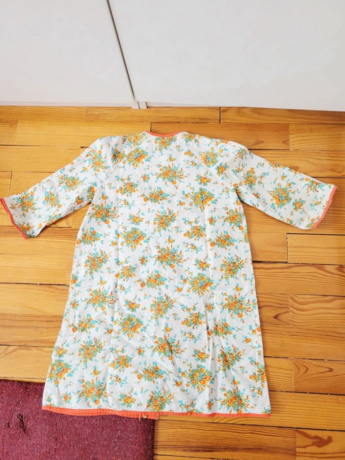 Vintage, robe de plage enfant blanc orange fleurs, années 60's - photo numéro 3