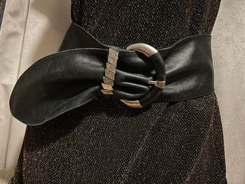 Large ceinture vintage en cuir souple noir