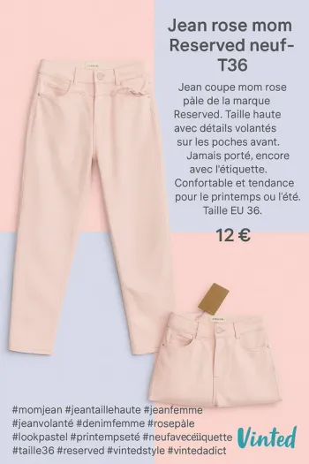 Jean rose mom Reserved neuf - T36