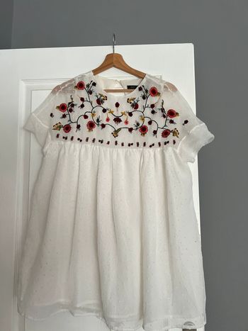 Combishort blanche plumetis et fleur S