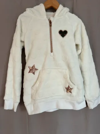 Sweat capuche polaire blanc cassé orchestra 8 ans